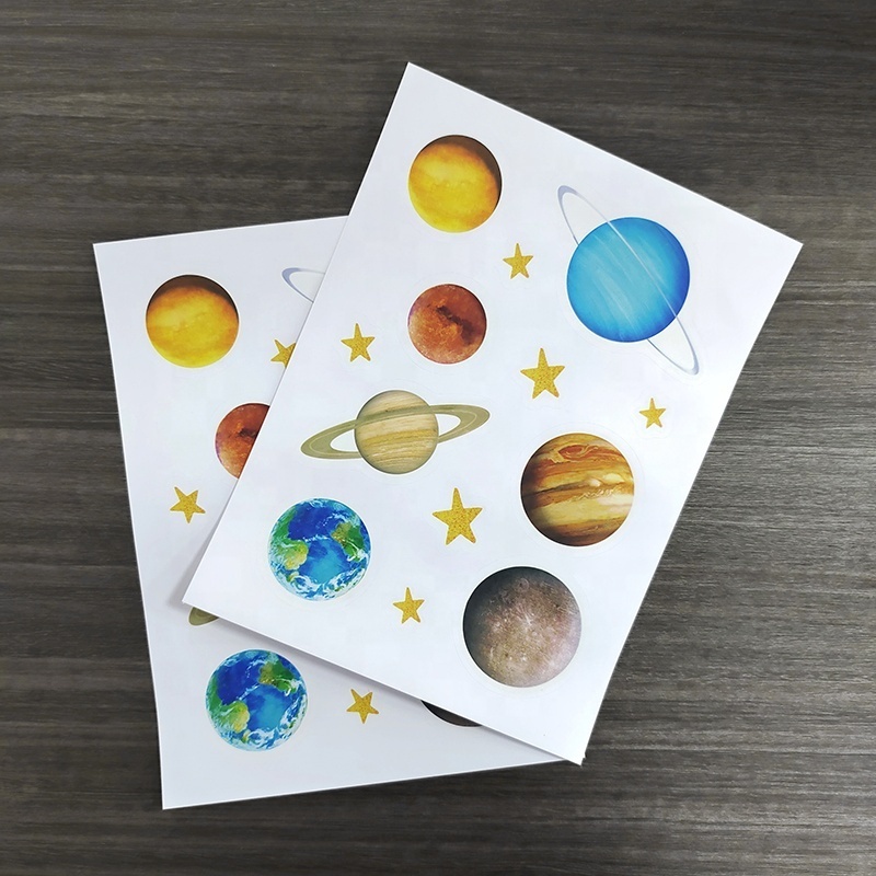 Planet Luminous sticker Glow Star Die Cut Shape Removable Individual Custom Glowing planet sticker kids wall Sticker