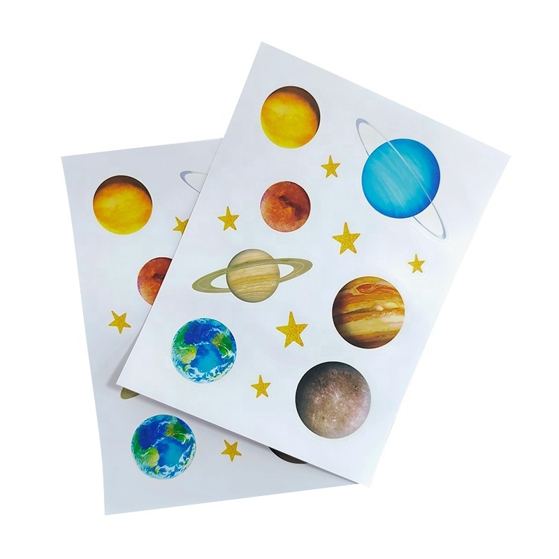 Planet Luminous sticker Glow Star Die Cut Shape Removable Individual Custom Glowing planet sticker kids wall Sticker