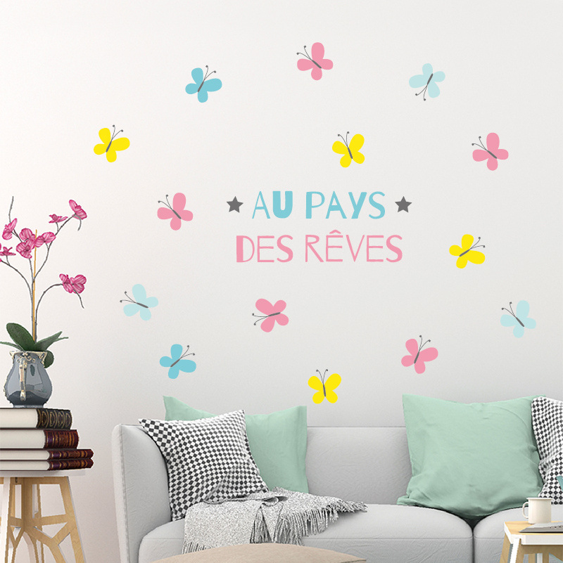 Factory High Quality Kids Stickers Removable Creative Vinyl Wall Decals Butterfly Wall Stickers For Room Decoration