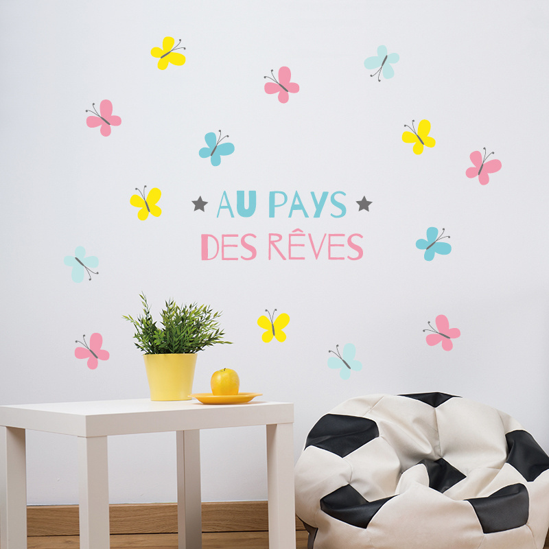 Factory High Quality Kids Stickers Removable Creative Vinyl Wall Decals Butterfly Wall Stickers For Room Decoration