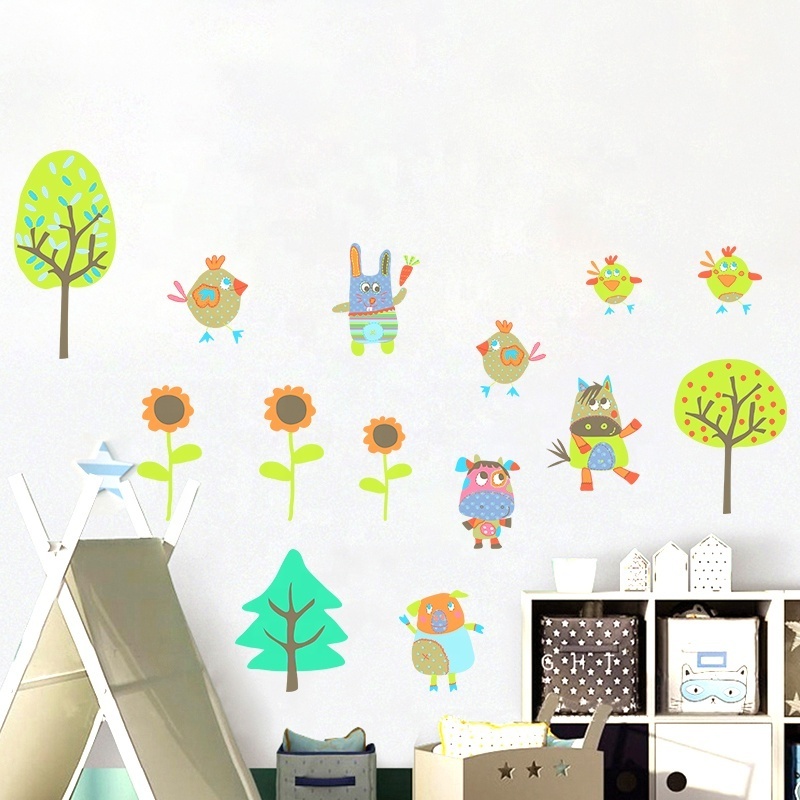 Special price PVC Removable Kids jungle wall sticker Cartoon Decorative Nursery Children Room Stickers for Bedroom