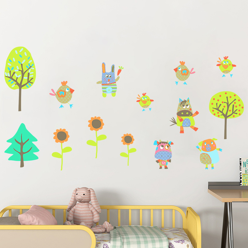 Special price PVC Removable Kids jungle wall sticker Cartoon Decorative Nursery Children Room Stickers for Bedroom