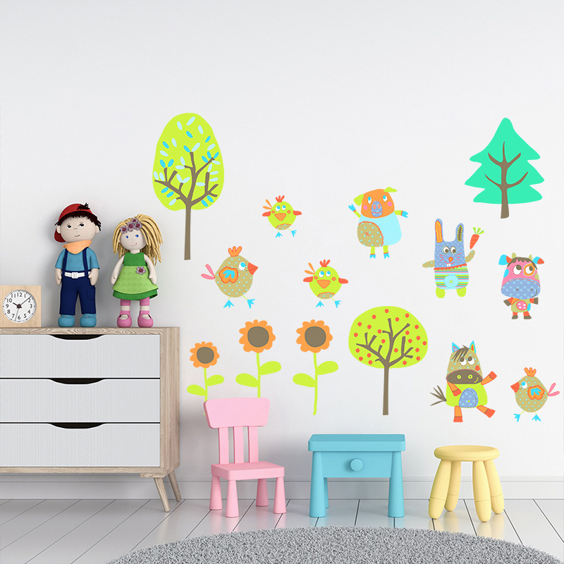 Special price PVC Removable Kids jungle wall sticker Cartoon Decorative Nursery Children Room Stickers for Bedroom