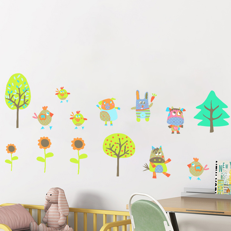 Special price PVC Removable Kids jungle wall sticker Cartoon Decorative Nursery Children Room Stickers for Bedroom