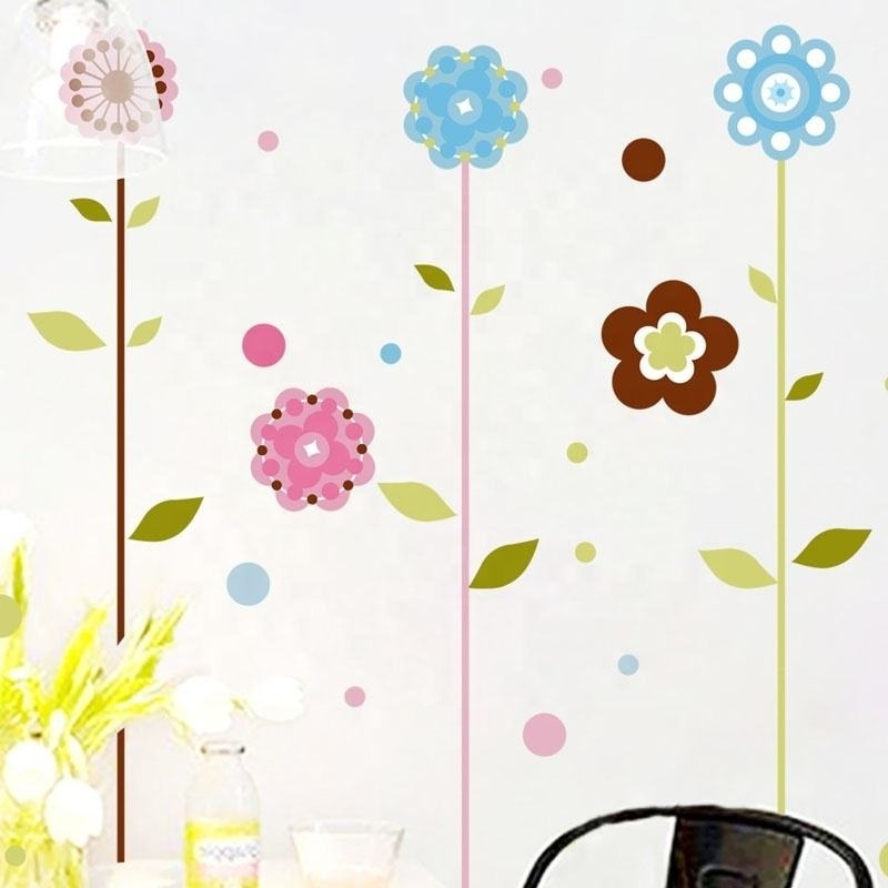 Cheap Price Custom  Peel and Stick Removable DIY Flower Wall Stickers of Wall Art for Kids Living Room Bedroom Decor