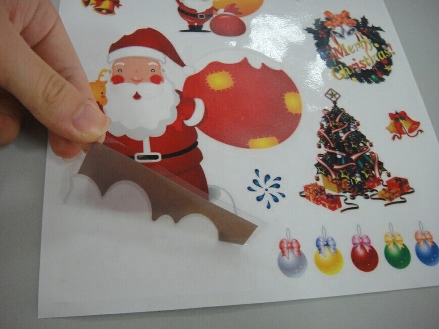 2023 Christmas Waterproof Holiday Static Cling decorative films Window Sticker custom die cut vinyl stickers