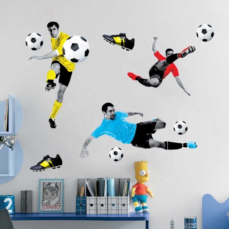 Factory wholesale removable Football sportsman home wall decoration pvc 3d home Wall sticker