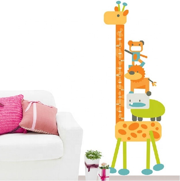 DIY Cartoon Kids Height Measurement Sticker Custom Wall Decal Giraffe Baby Growth Chart Sticker