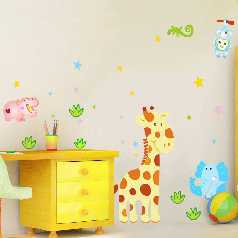 Custom Removable Printing Giraffe Decal PVC Vinyl Waterproof Home Decoration Children Wall Art Sticker For Kids Room Walls