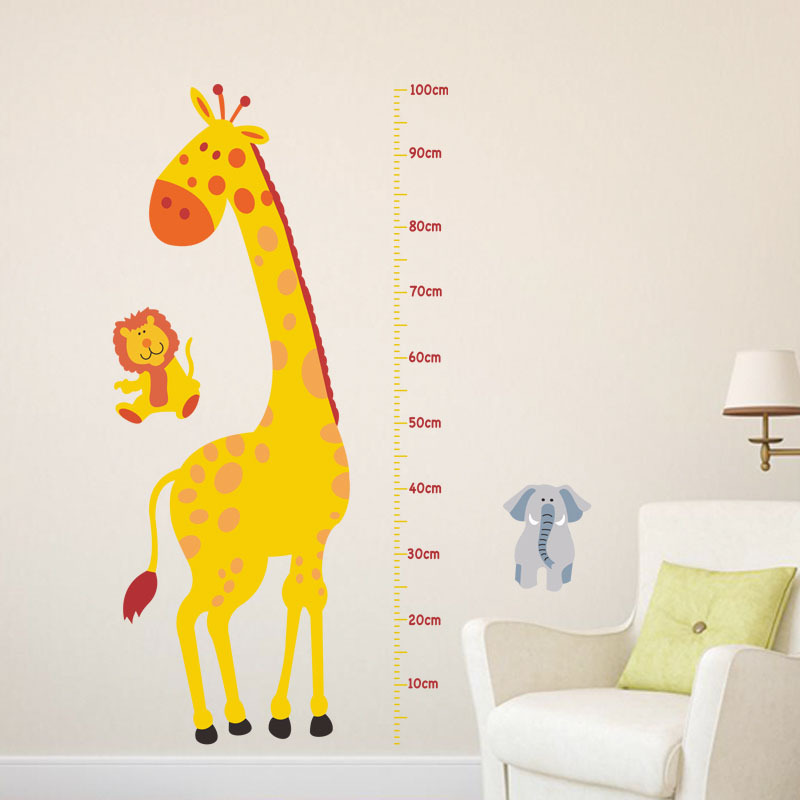 Cute giraffe Height Measure Ruler Wall Stickers Height Chart for Kids Room Bedroom Growth Chart Decoration Wall Decal