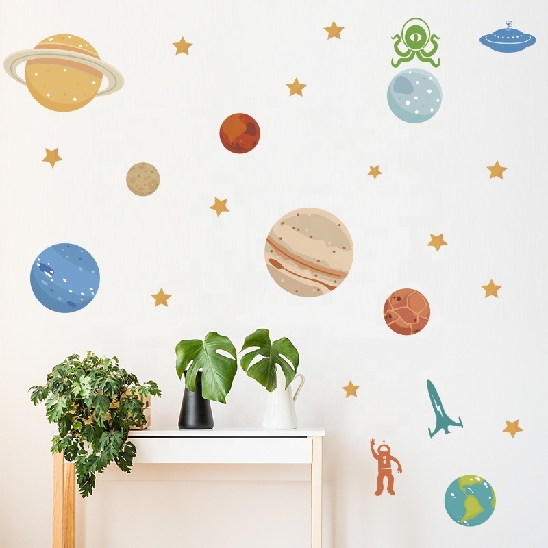 ECO-Friendly Customized Planet Design Vinyl Sticker Self-Adhesive Removable Decal Waterproof Non-Toxic Wall Sticker