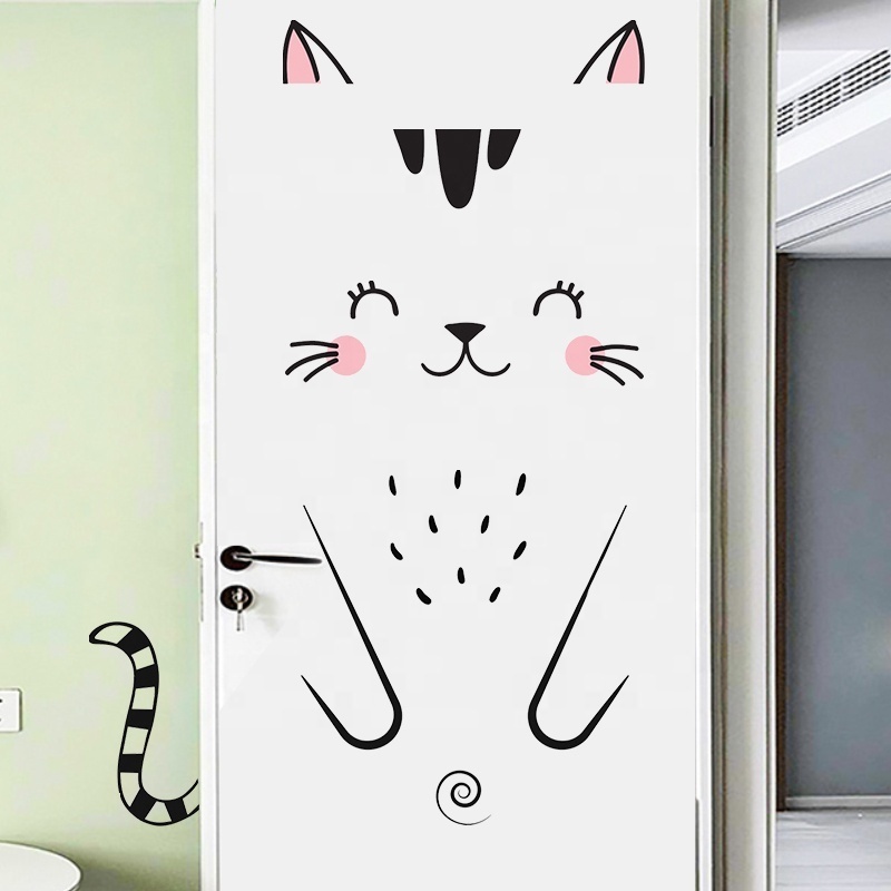 Factory hot selling home decor Cartoon animal Printed Removable 3D Custom Decorative Kids Door Sticker For Home Decal