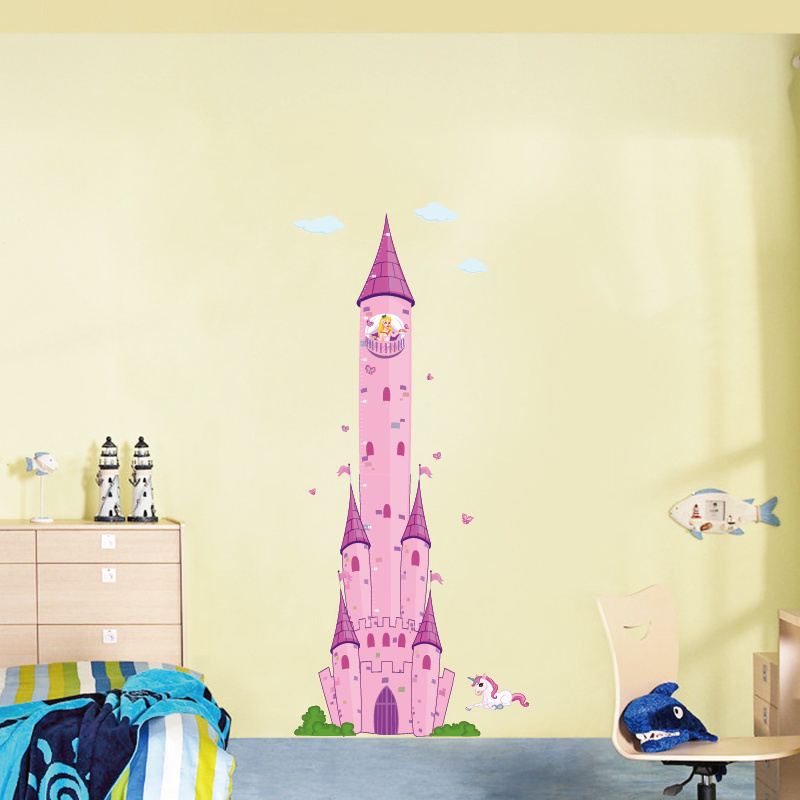 Cartoon castle Kindergarten Decoration Self-Adhesive PVC Wall decals Height Measurement wall stickers for children's bedroom