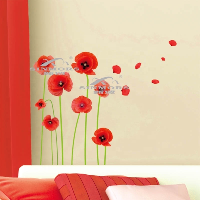 New flower sticker home wall decor self adhesive removable pvc stickers for home decor