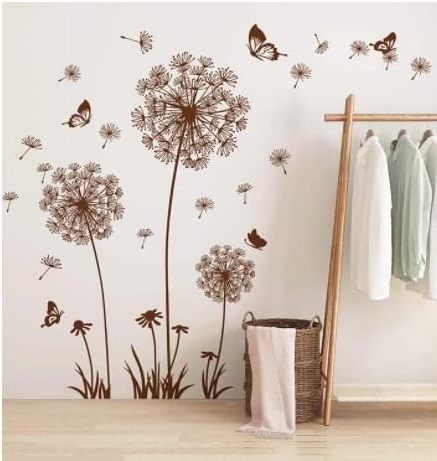 wholesales wall sticker flowers dandelion butterfly wall stickers PVC vinyle wall decal home decorative stickers for kids