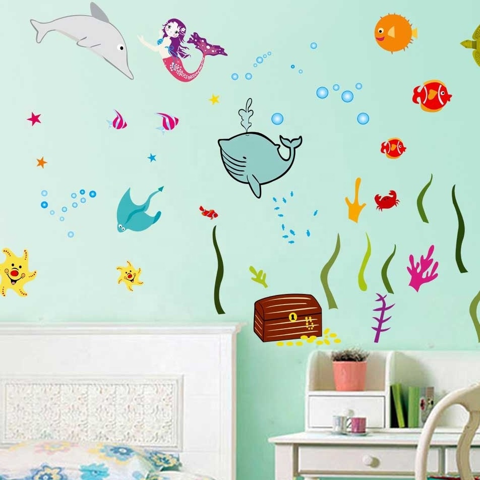 Trade Assurance Sea Animal Home Wall Decorative Removable UV Printing Ocean Star Vinyl sticker Decals