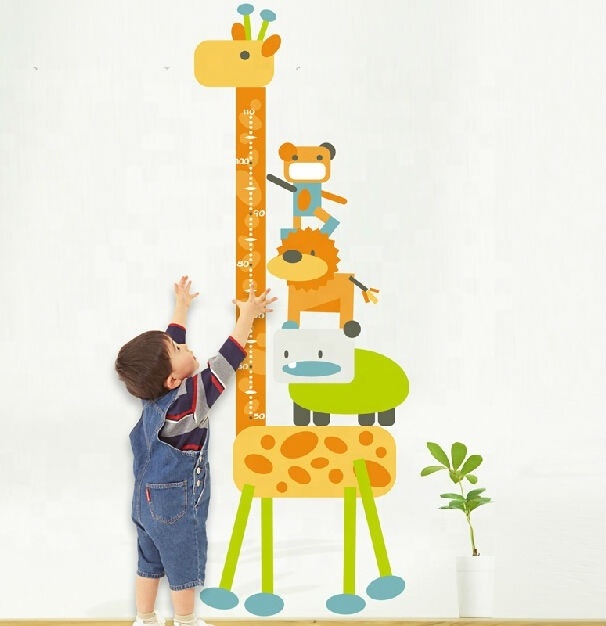 DIY Cartoon Kids Height Measurement Sticker Custom Wall Decal Giraffe Baby Growth Chart Sticker