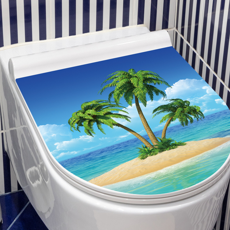 innovative PVC waterproof removable for washroom home decorative toilet seat sticker