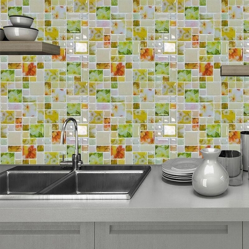 Home accessories feature Mosaic wall tile sticker wallpaper self adhesive 3d sticker for kitchen wall