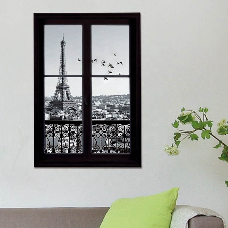 Factory Wholesale Custom sticker journal Eiffel Tower Removable PVC wall stickers 3d home decoration