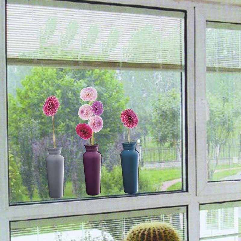 Designs Window Film Waterproof 3d Static Cling Sticker Decal for Window and Glass Hot Selling Flower Vase and Flower Custom Made