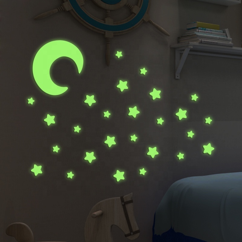 Hot Selling 3D Home Decoration Promotion SGS test sticker Custom Children Room Wall Decor Sticker Paper Glow in The Dark Stars