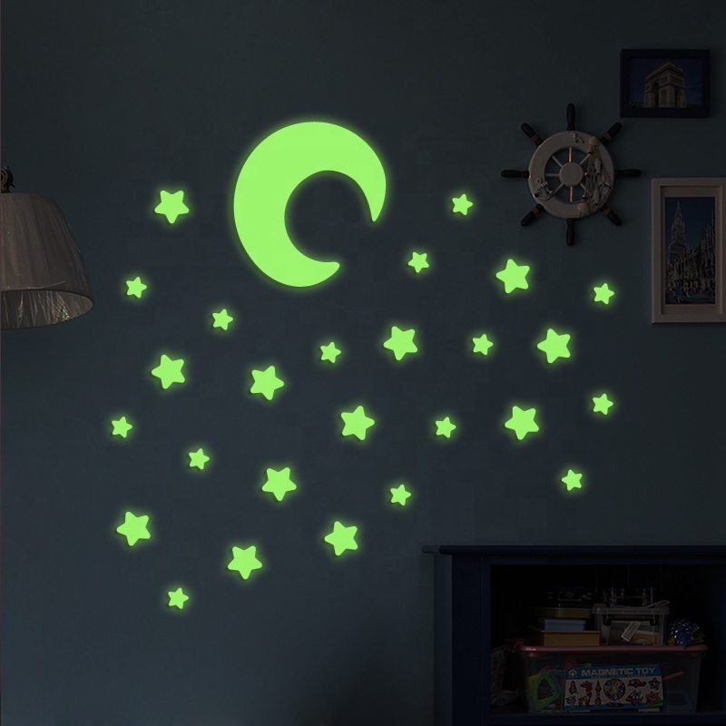 Hot Selling 3D Home Decoration Promotion SGS test sticker Custom Children Room Wall Decor Sticker Paper Glow in The Dark Stars