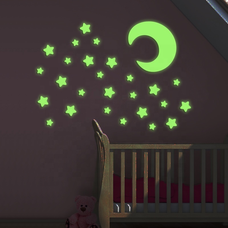 Hot Selling 3D Home Decoration Promotion SGS test sticker Custom Children Room Wall Decor Sticker Paper Glow in The Dark Stars