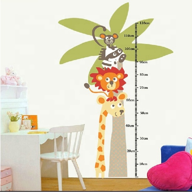 oversized Cartoon height ruler wall stickers Animal tree for kids room bedroom nursery home decorative cartoon wall decals