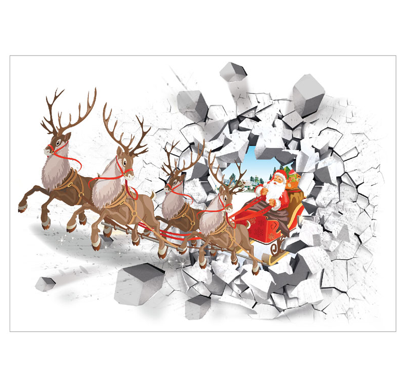 Santa Claus Reindeer wall decal Self Adhesive  Christmas 3D Decorative Sticker Custom For Home Decor and promotion gift