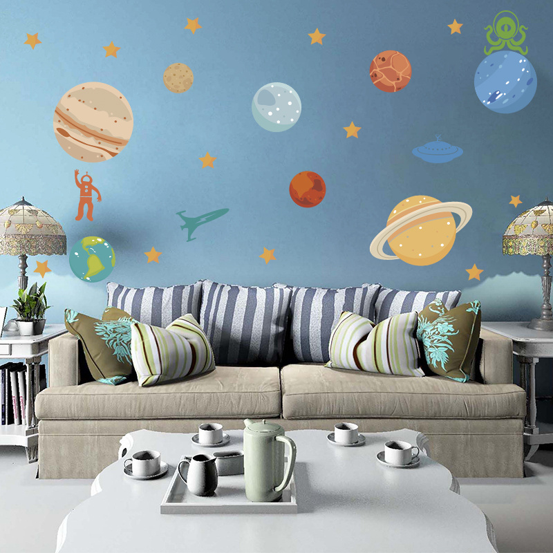 ECO-Friendly Customized Planet Design Vinyl Sticker Self-Adhesive Removable Decal Waterproof Non-Toxic Wall Sticker