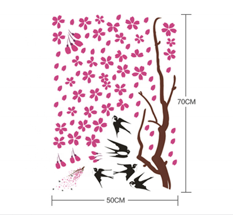 Wholesale cherry blossom swallow designs removable home decorative vinyl sticker