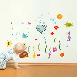 Sea Word PVC Wall stickers Fish Design PVC Sticker for Children Room Stickers Eco-friendly removable wall decals