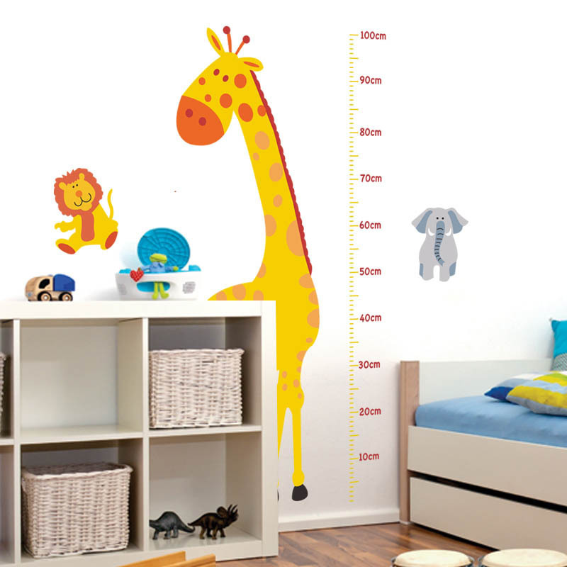 Cute giraffe Height Measure Ruler Wall Stickers Height Chart for Kids Room Bedroom Growth Chart Decoration Wall Decal