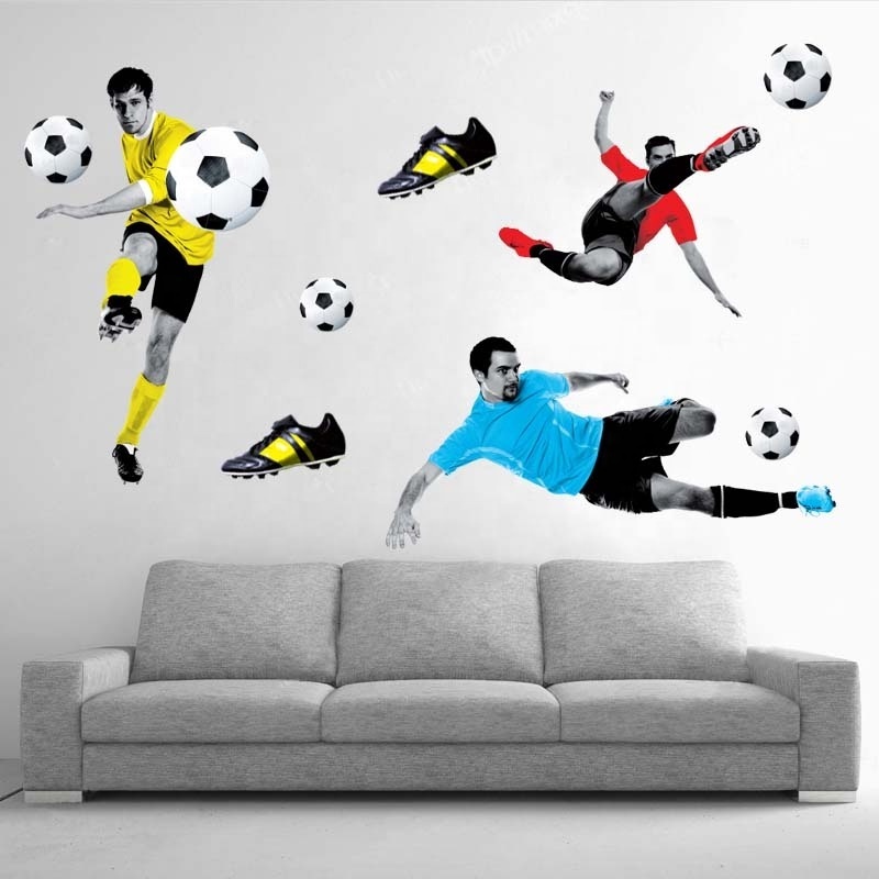 Factory wholesale removable Football sportsman home wall decoration pvc 3d home Wall sticker