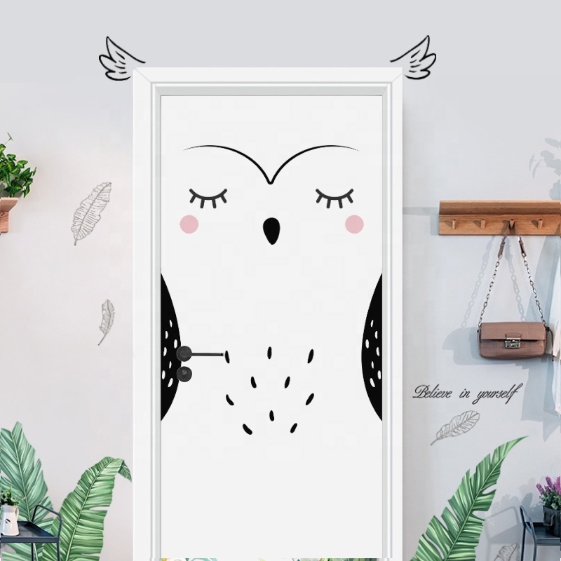 Factory hot selling home decor Cartoon animal Printed Removable 3D Custom Decorative Kids Door Sticker For Home Decal