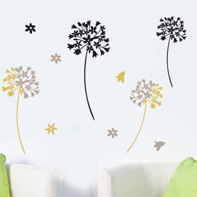 DIY Custom Self-adhesive Modern Style Dandelion Stickers PVC Removable Vinyl Wall Decals For Living Room Home Decoration