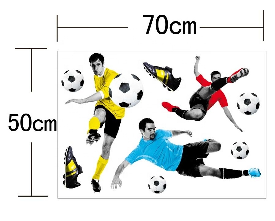 Factory wholesale removable Football sportsman home wall decoration pvc 3d home Wall sticker