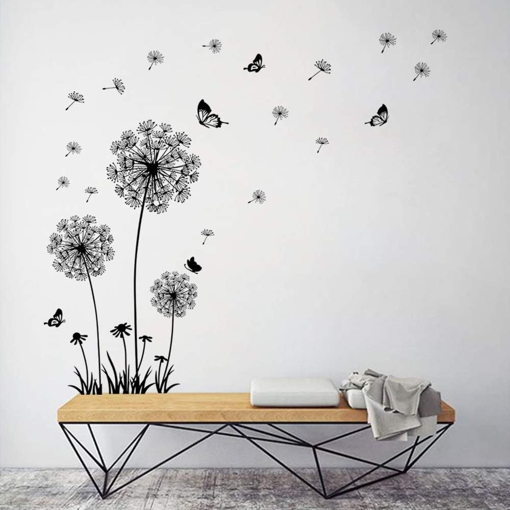 wholesales wall sticker flowers dandelion butterfly wall stickers PVC vinyle wall decal home decorative stickers for kids