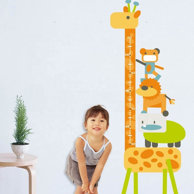 DIY Cartoon Kids Height Measurement Sticker Custom Wall Decal Giraffe Baby Growth Chart Sticker