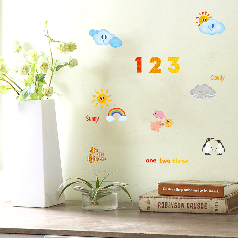 DIY Cloud Numbers Pig Penguin Luminous PVC Wall Decals Glow in  Dark Wall Sticker Night Glow Vinyl Green Light  Home Decor