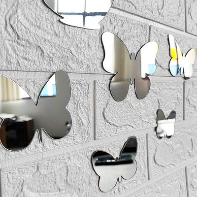 High Quality Butterfly Non Glass Safety Adhesive 3d Acrylic Mirror Wall Mirror Stickers Mirror Sheet Wall Sticker for Home Decor