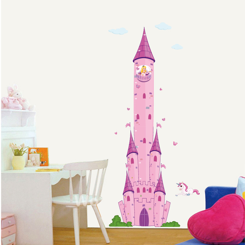 Cartoon castle Kindergarten Decoration Self-Adhesive PVC Wall decals Height Measurement wall stickers for children's bedroom