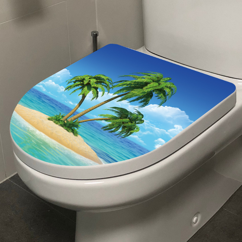 innovative PVC waterproof removable for washroom home decorative toilet seat sticker