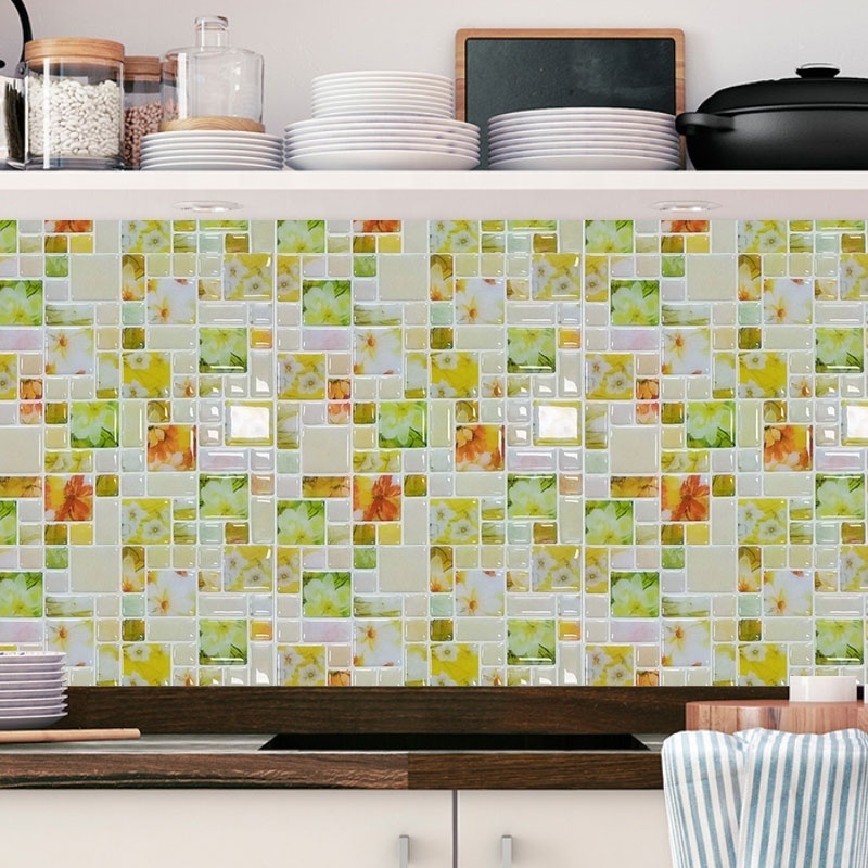 Home accessories feature Mosaic wall tile sticker wallpaper self adhesive 3d sticker for kitchen wall