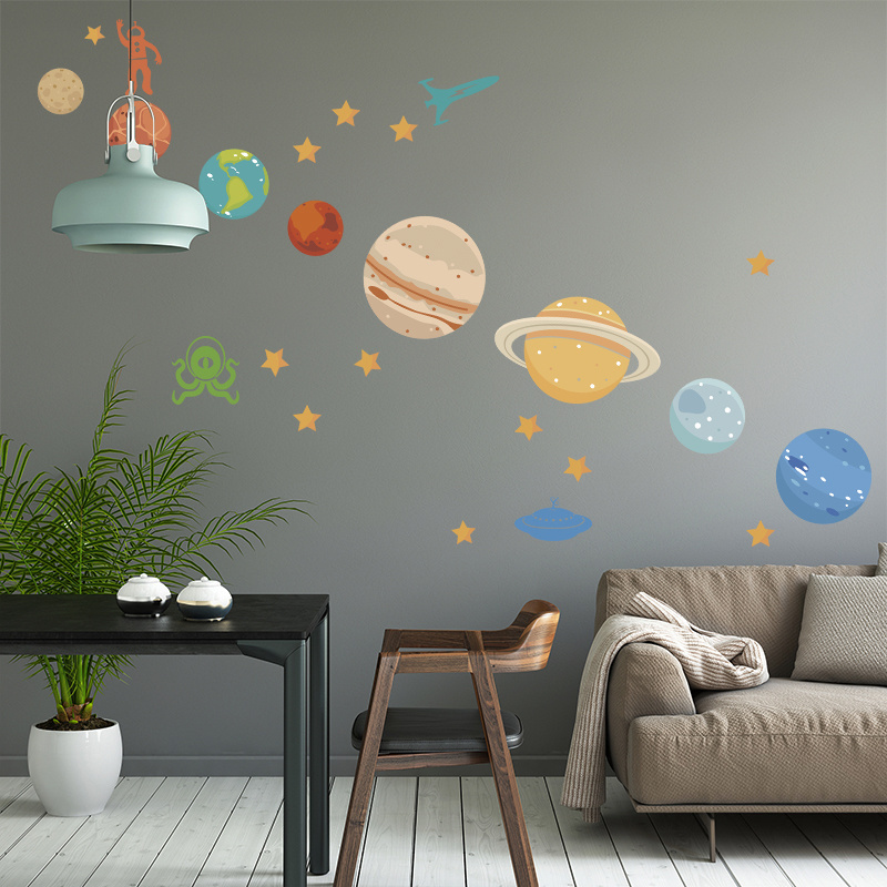 ECO-Friendly Customized Planet Design Vinyl Sticker Self-Adhesive Removable Decal Waterproof Non-Toxic Wall Sticker