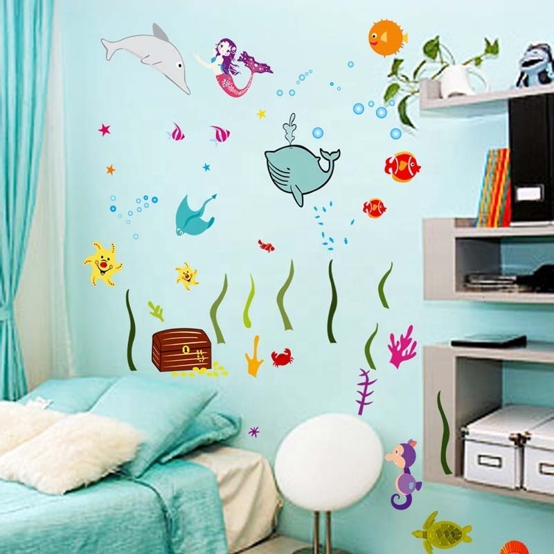 Trade Assurance Sea Animal Home Wall Decorative Removable UV Printing Ocean Star Vinyl sticker Decals