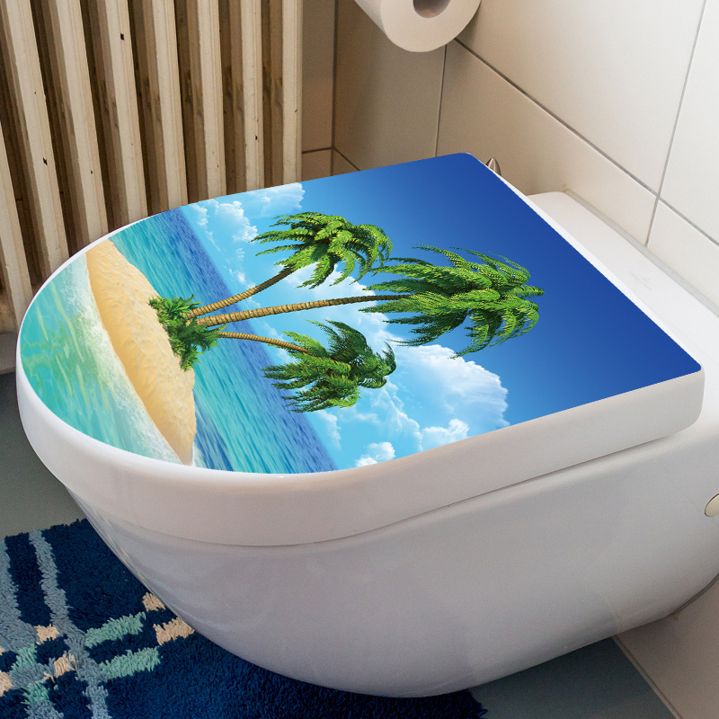 innovative PVC waterproof removable for washroom home decorative toilet seat sticker