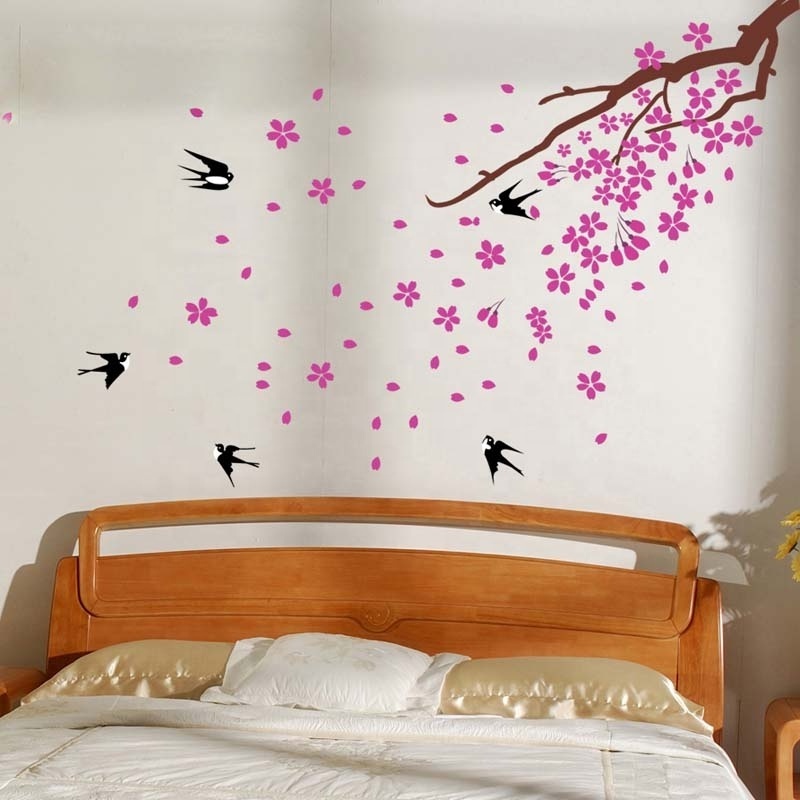 Wholesale cherry blossom swallow designs removable home decorative vinyl sticker