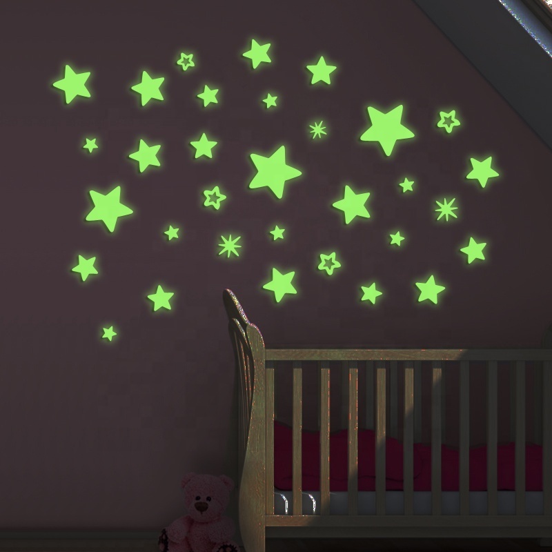 stars removable bedroom living room kids children home decoration waterproof wall decal die cut glow stickers